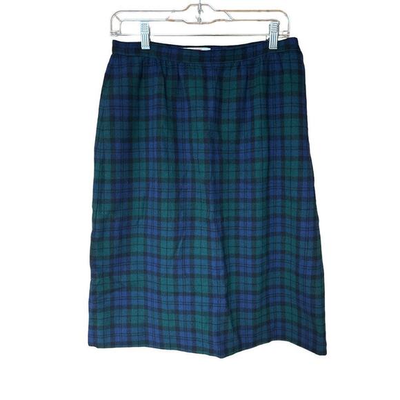 Pendleton Vintage 70s Black Watch Tartan Plaid A-Line School Academia Skirt - Picture 1 of 6